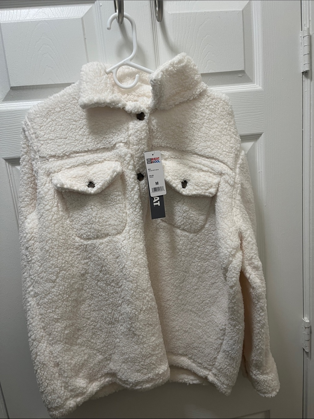 Ivory Sherpa Shacket Jacket - Cozy Plush Button-Up